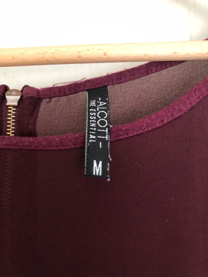 T-shirt bordeaux con trasparenza - photo numéro 3