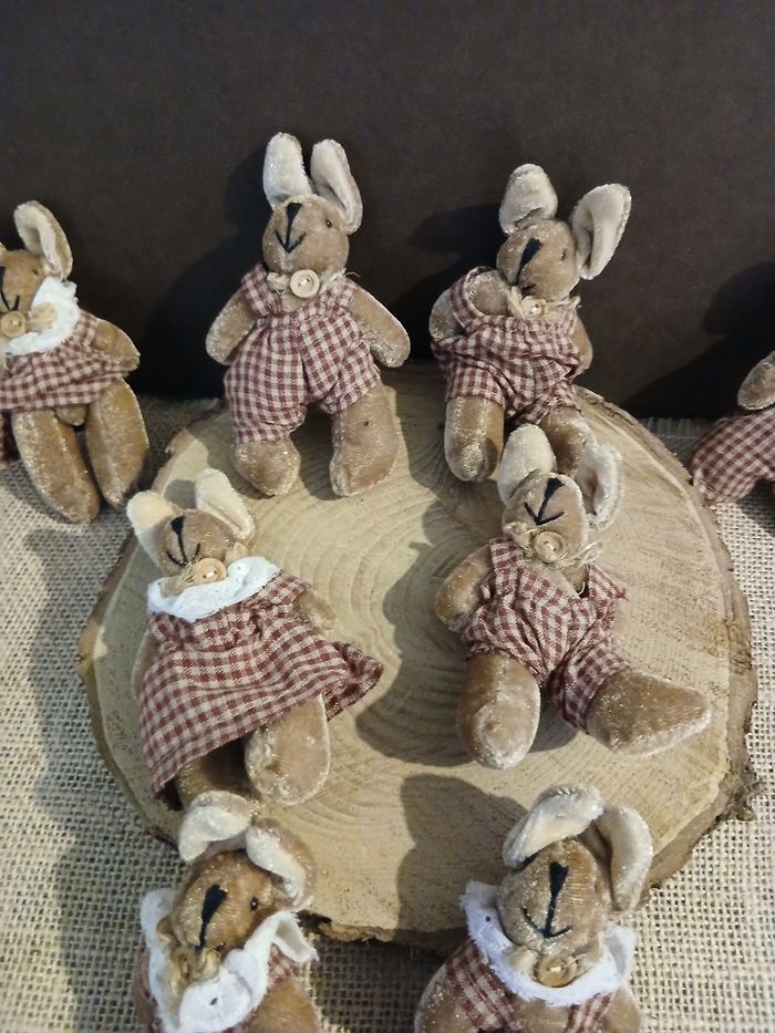 Lot de 8 lapins lapines petites peluches encienne - photo numéro 3