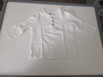 Tee-shirt à col tunisien (Blanc, manches longues) 9 mois (74 cm) Kiabi