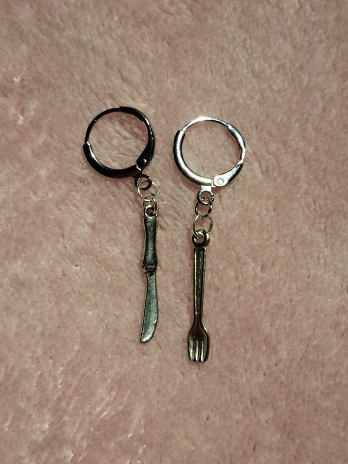 Boucles d'oreilles couteau et fourchette - photo numéro 5