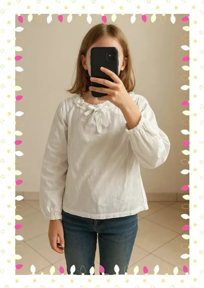 Chemise blanche élégante C de C – Taille 10 ans, enfant fille