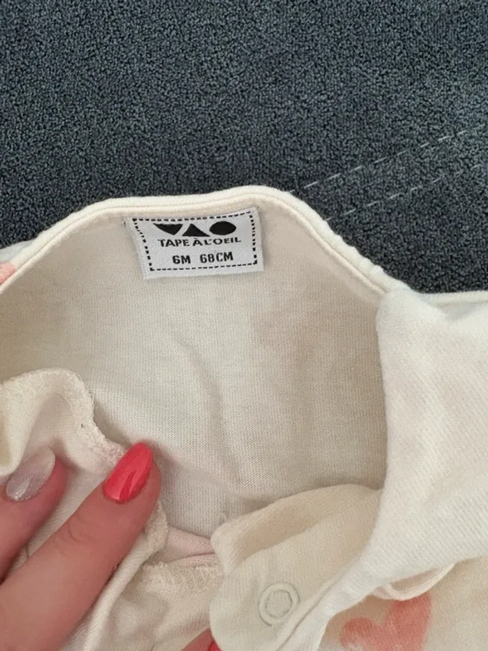 Pyjama blanc à cœur rose