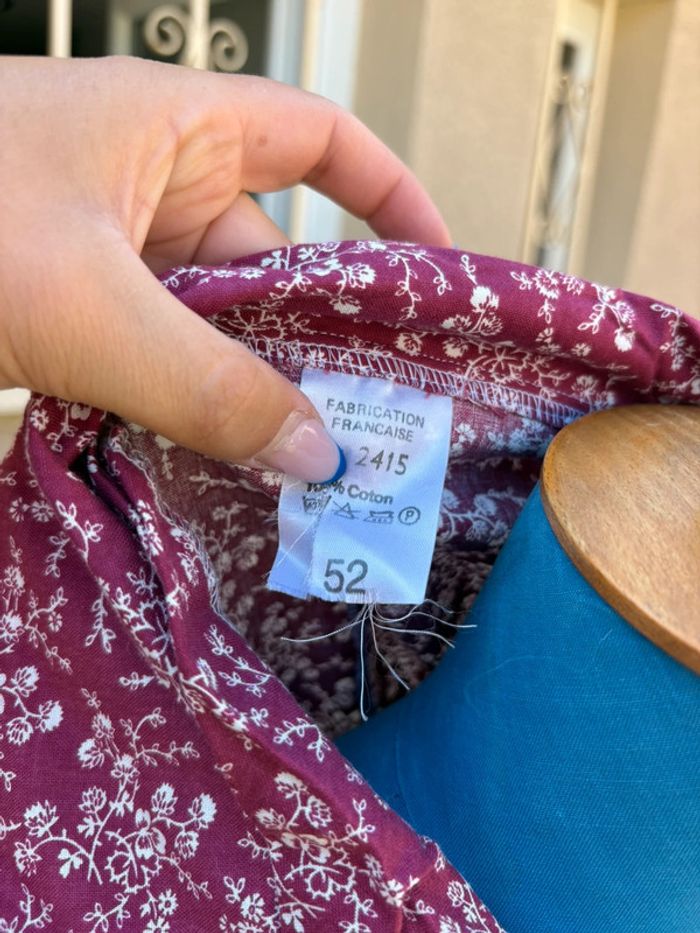 Robe blouse des années 70 - à motif fleuri - taille 52 - en très bon état - photo numéro 5