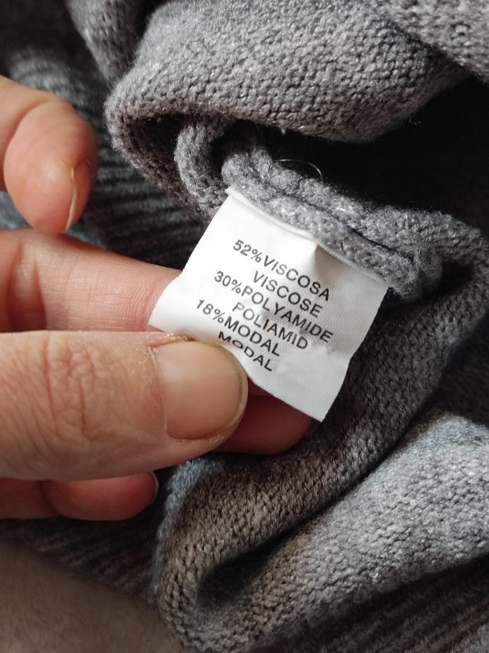 Pull long col rouler gris taille unique - photo numéro 4