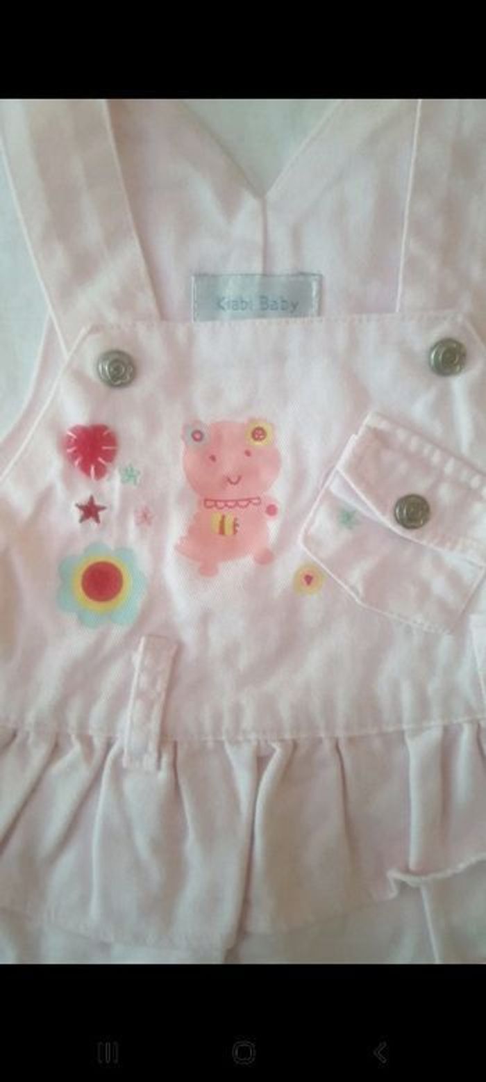 Très belle robe rose à bretelles et à volants pour filles avec des petites fleurs brodées 3 mois - photo numéro 3