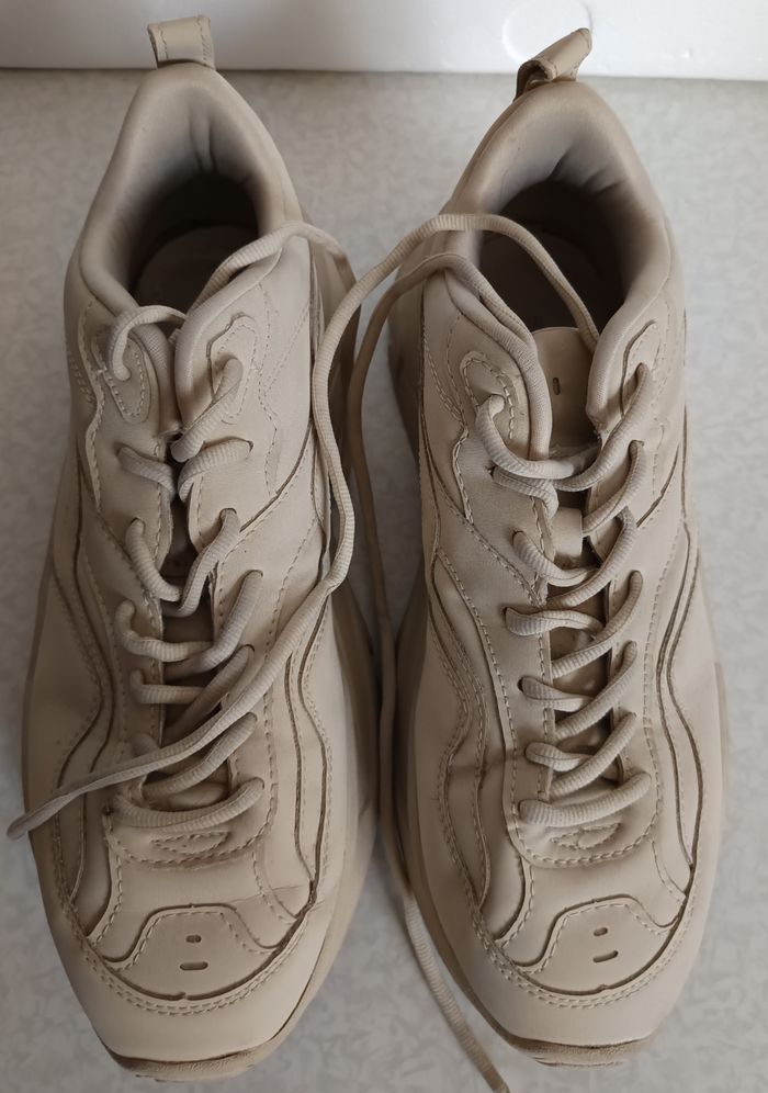 Basket Sneaker Skate Bershka Taille 41 Homme Beige Semelle épaisse