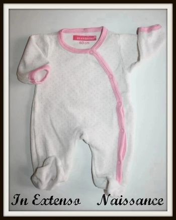 Pyjama velours blanc pois rose In Extenso