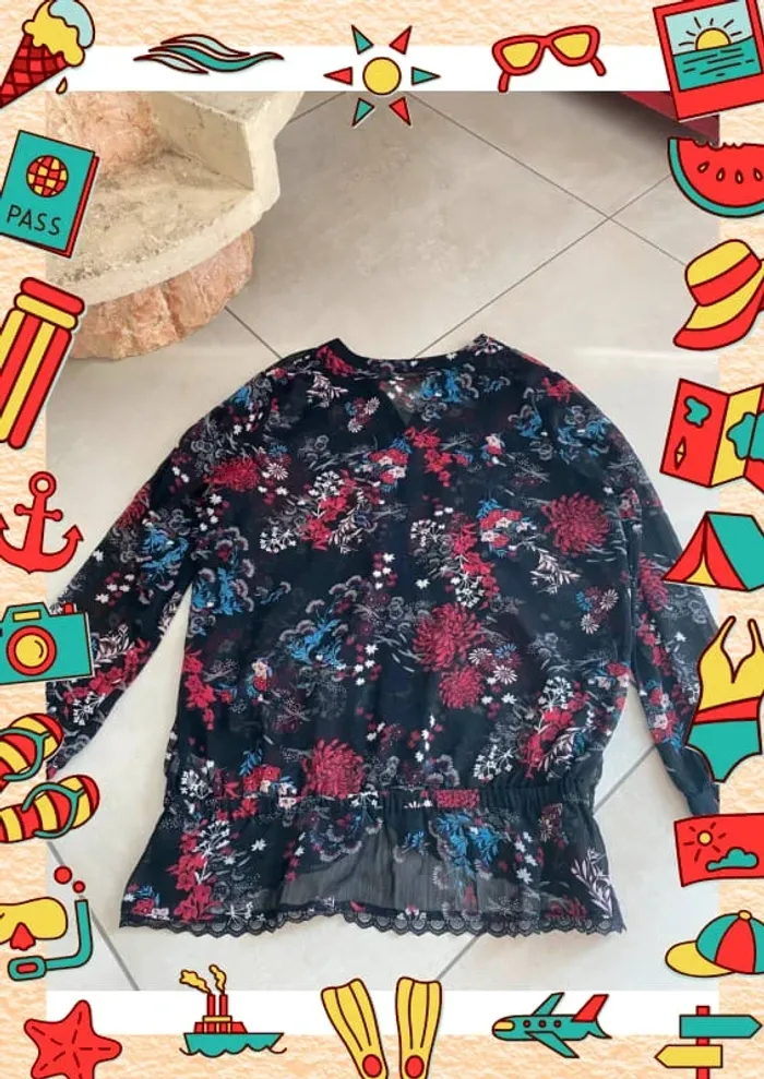 Blouse noir rouge Gémo 48 - photo numéro 6
