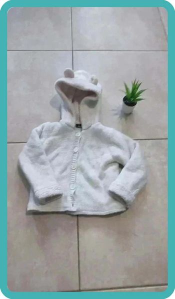 Veste a capuche chaude bébé 18 mois blanche doublée Sherpa