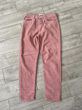 Pantalon en velours côtelé rose Camaïeu - T34
