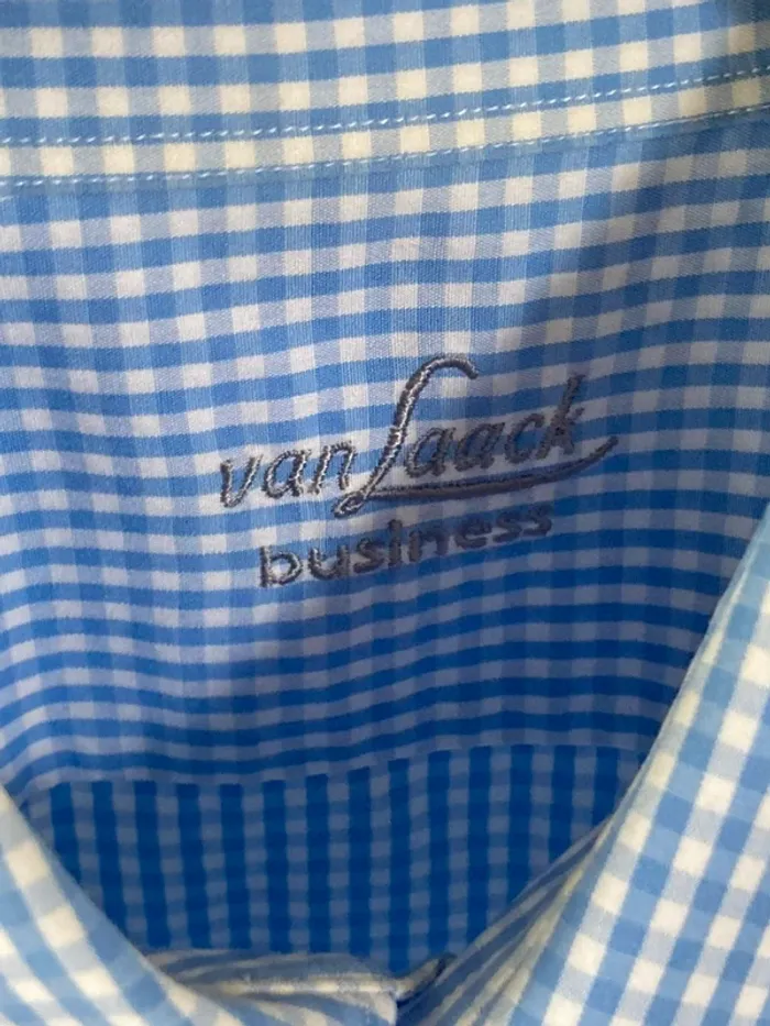 Superbe chemise bleu et blanc imprimé vichy || Van Laack || XL || 100% coton || quasiment neuve - photo numéro 3