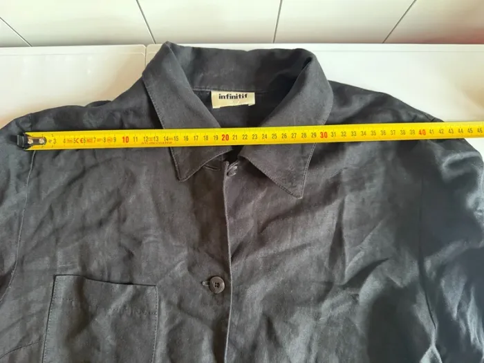 Blouse vintage en lin noir en très bon état taille 40 infinitif - photo numéro 9