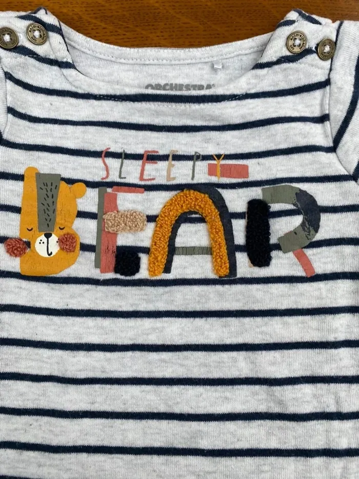 T-shirt manche longue rayé orchestra 3 mois - photo numéro 5