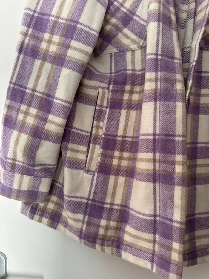 Veste chemise à carreaux violet Cache Cache - photo numéro 5