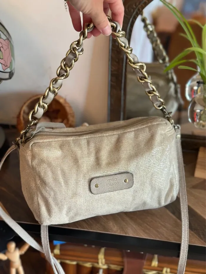 Sac en beige doré clair modèle “Mama” avec double bandoulière - photo numéro 3