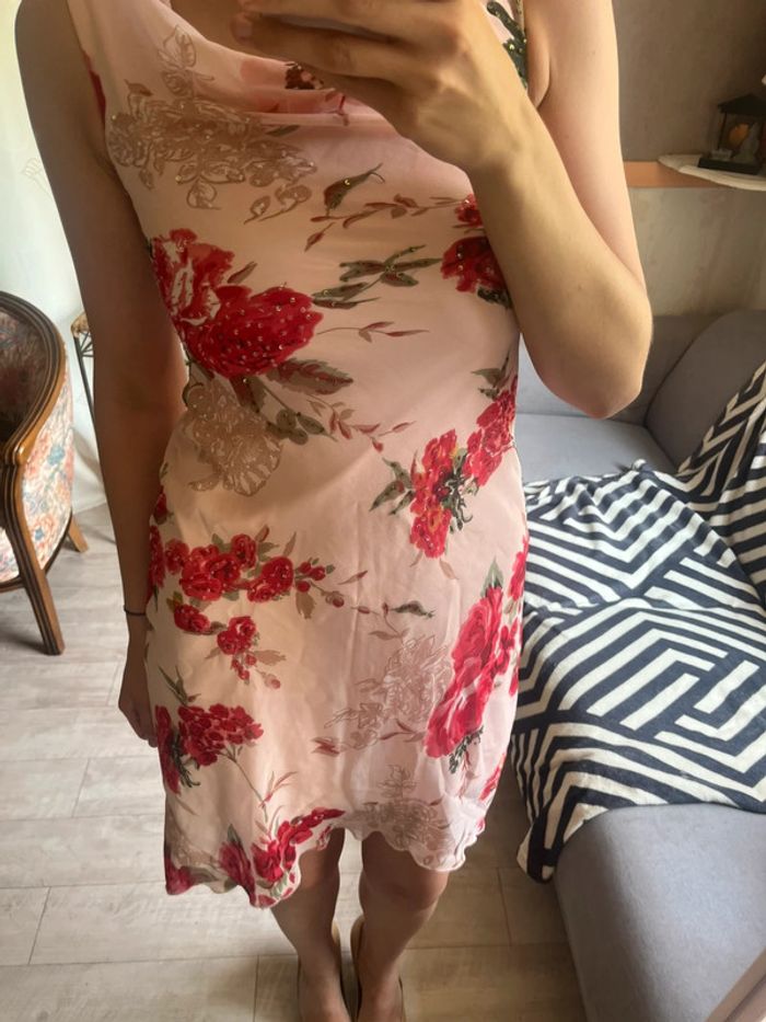 Robe longue asymétrique fleurie bohème champêtre Ibiza Summer halter siren office - photo numéro 3