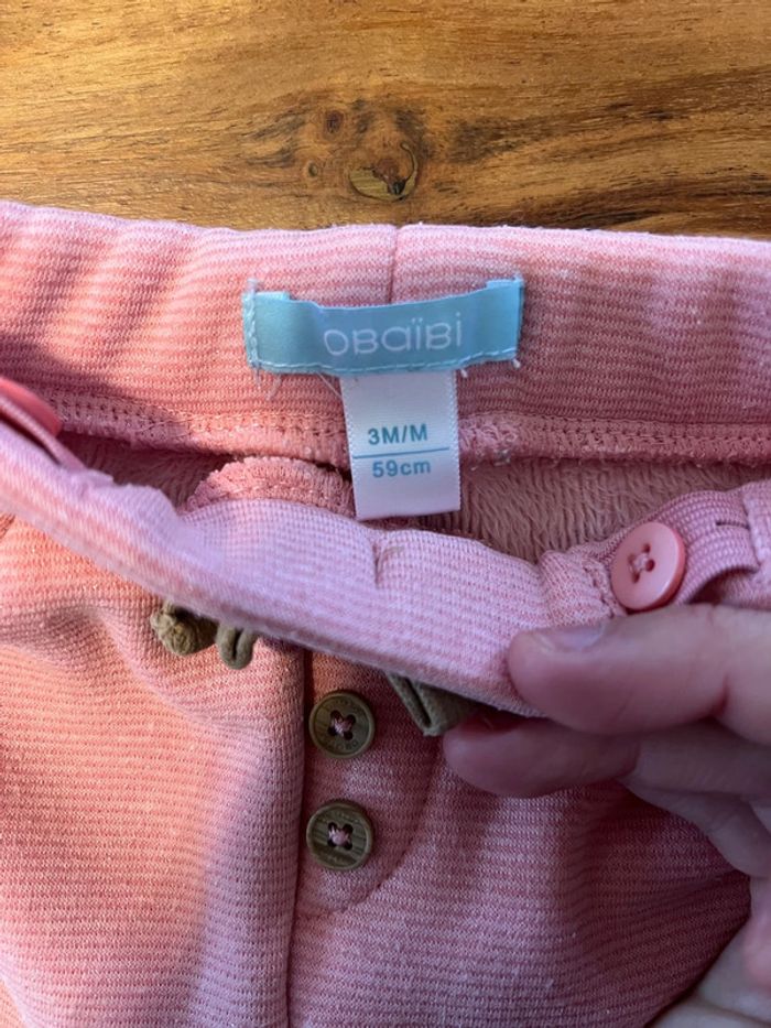 Pantalon molletonné fille obaibi 3 mois - photo numéro 2