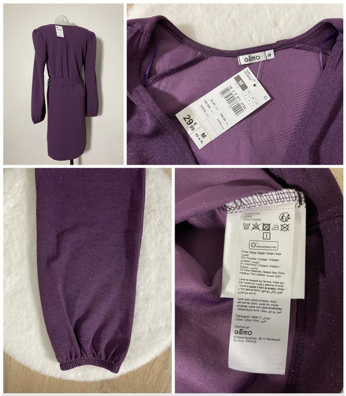Robe violette à paillettes manches longues Gémo neuve - photo numéro 2
