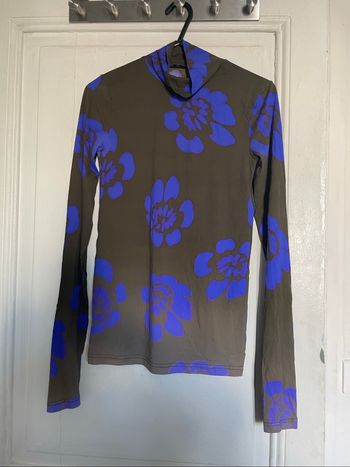 Haut col roulé marron et bleu Nina Ricci