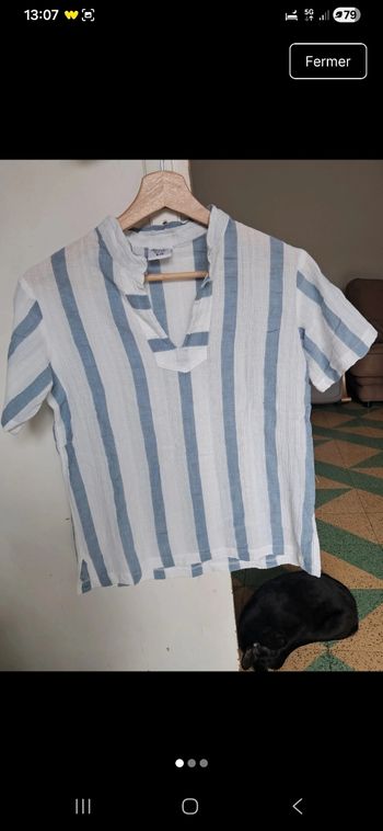 Chemisier garçon Kamba - rayé bleu et blanc - Taille 9/10 ans(140cm) - Neuf sans étiquettes 