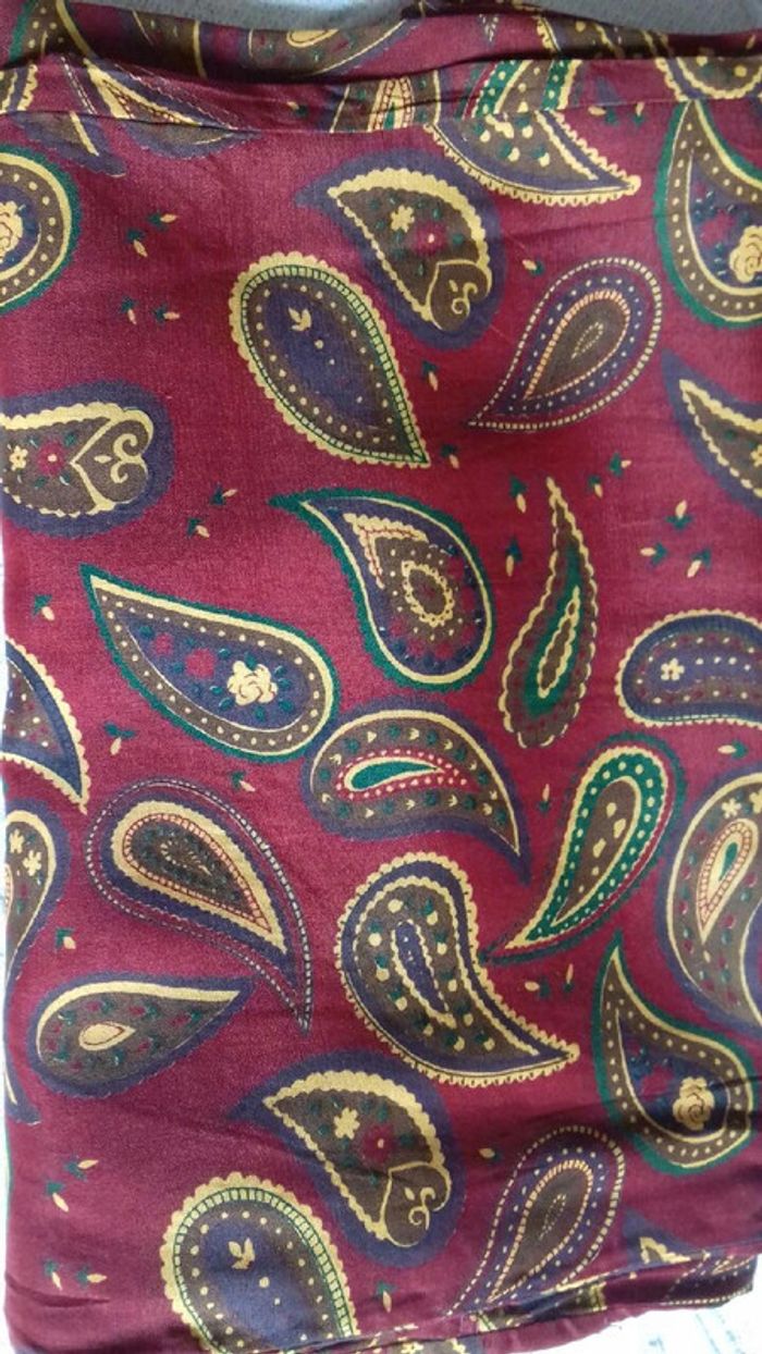 Pantalon bordeaux fluide à jambes larges motif cachemire taille 46 - photo numéro 2