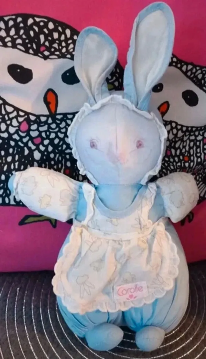 Peluche lapin hochet corolle vintage 31cm
