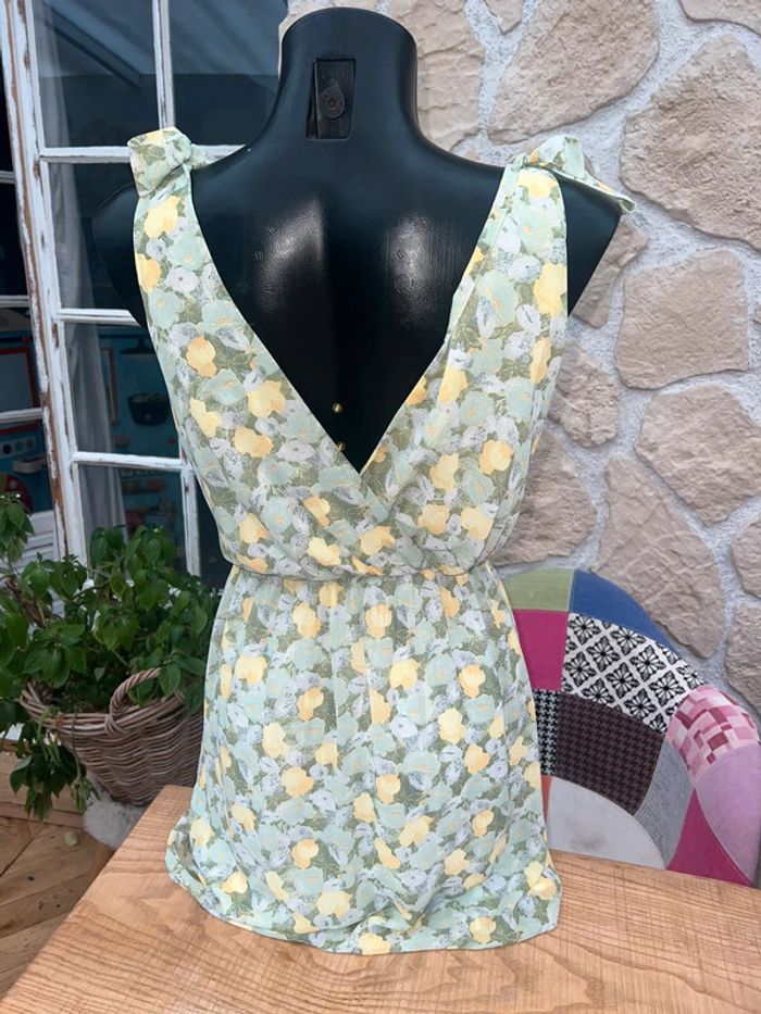 Robe taille S M 36 38 été dos nu verte à fleurs femme by one neuf - photo numéro 2