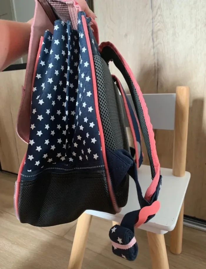 Cartable et trousse Tann's officiel bleu marine et rose - photo numéro 4