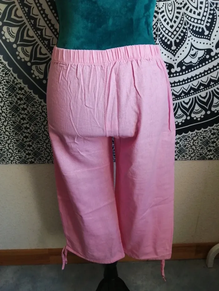 Pantacourt vintage rose pâle avec poche et lien à nouer / sans marque / (TU) - photo numéro 5