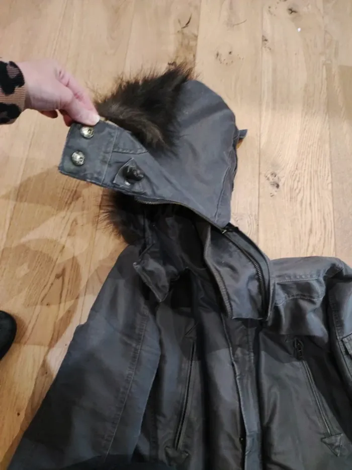 Manteau gris foncé avec capuche amovible - L - photo numéro 6