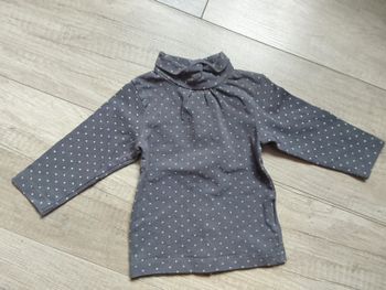 tee-shirt manche longue, col, ouverture dos bébé fille taille 6mois