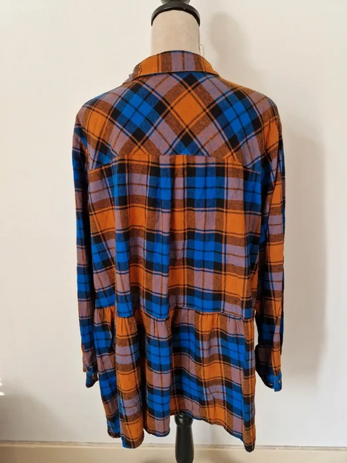 Veste chemise a carreaux bleu orange bon prix taille 52 - photo numéro 5
