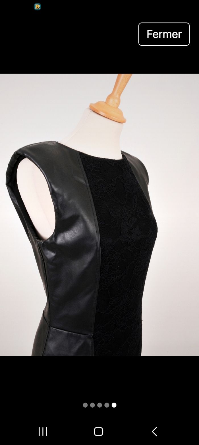 Robe en simili cuir et dentelle Mango - photo numéro 2