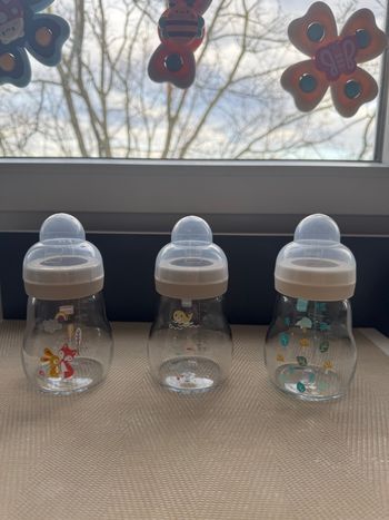 Lot de 3 Biberons en verre MAM 170 ml et tétines 