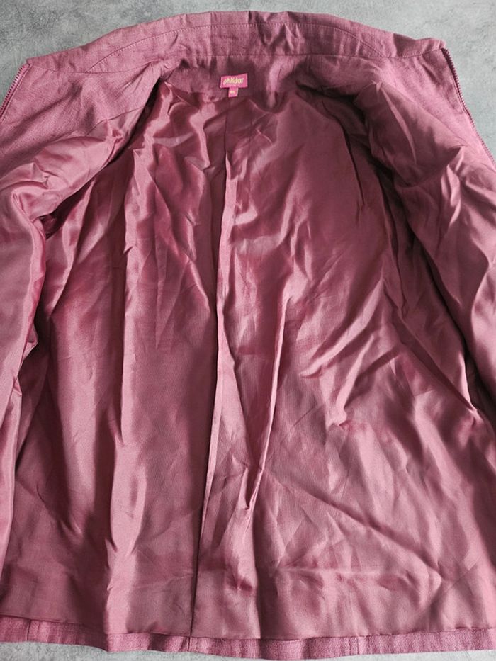 Veste blazer zippée femme - Taille 46 / XXXL - Phildar - Bordeaux - photo numéro 7