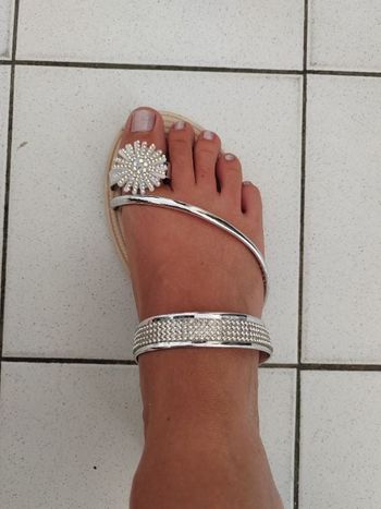 Sandales plates argenté 39