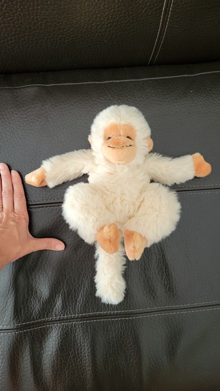 Peluche singe blanc crème - photo numéro 3