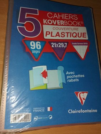 Lot 5 cahiers koverbook 21x29,7 neuf