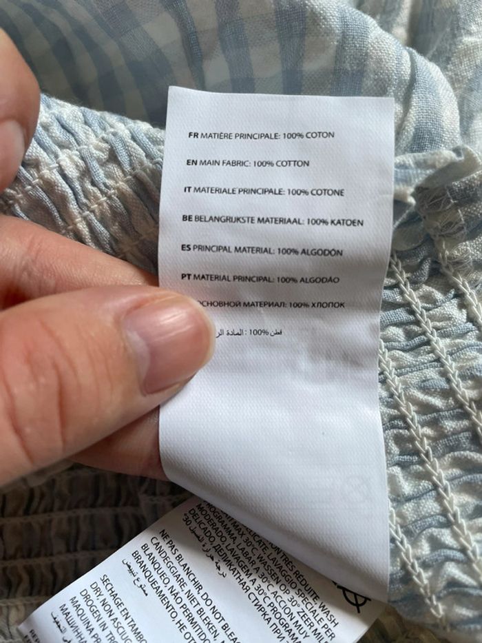 Blouche vichy bleu et blanc Jennyfer taille L neuf avec étiquette - photo numéro 4