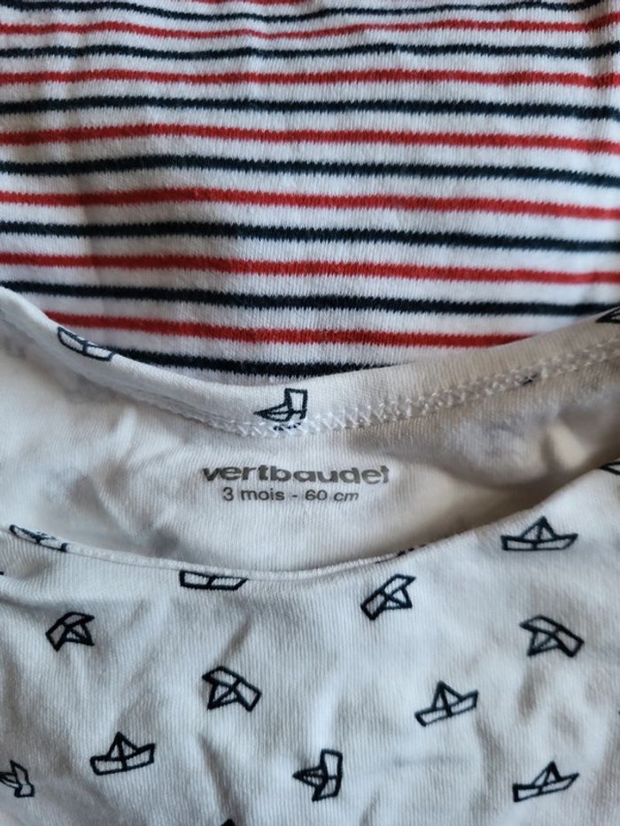 Lot bodies manches longues Verbaudet taille 3 mois - photo numéro 2