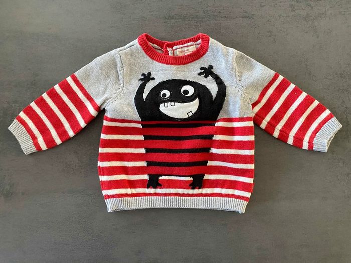Pull raye rouge et gris Du Pareil Au Même