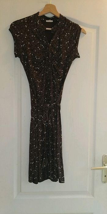 Magnifique robe marron à fleurs t S