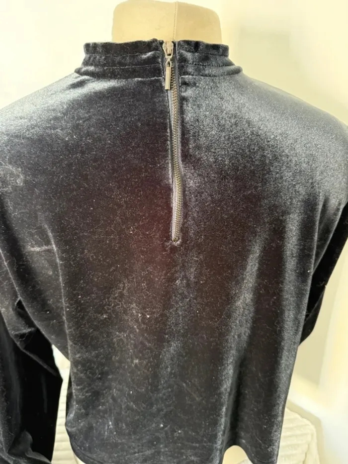 Haut velours noir Zara Basic – taille L - photo numéro 4