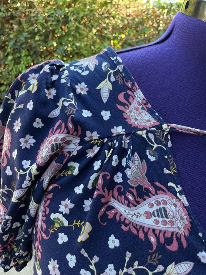 Blouse manches avec élastique ainsi qu’à la taille tons des bleus Chicorée S - photo numéro 4