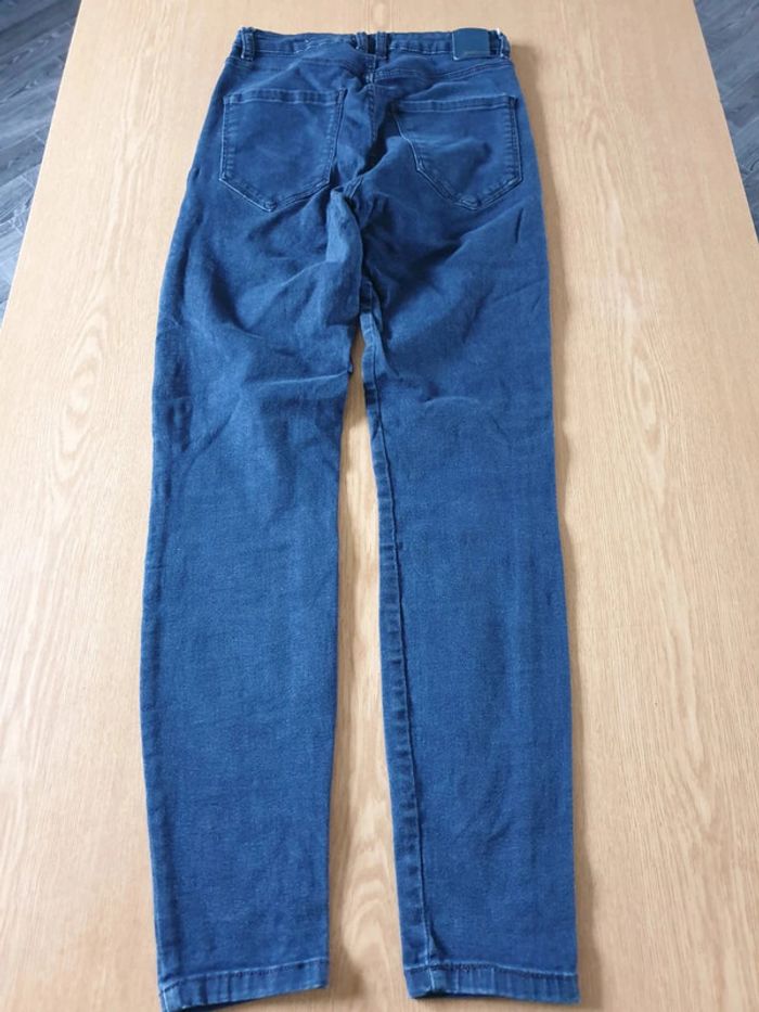 Jean femme Stradivarius T36 long 100cm super hight waist fit bleu foncé - photo numéro 2