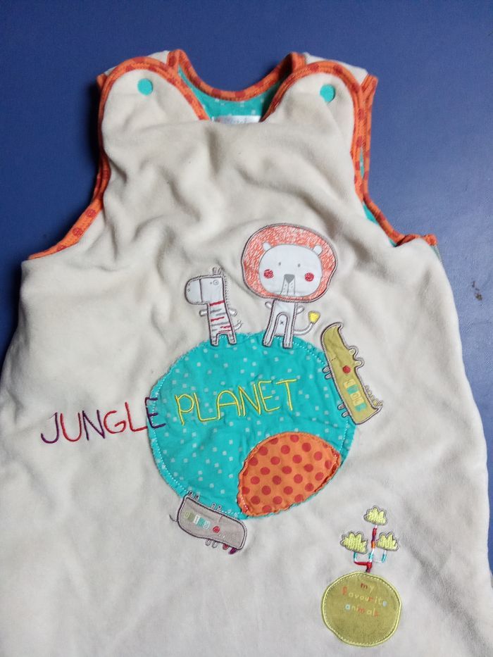 Turbulette, gigoteuse garçon naissance à 6 mois, Tog 2 hiver, chaude, motif beige, bleu ciel, polaire - photo numéro 3