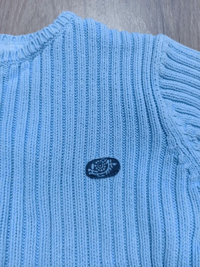 Pull gilet zippé bleu pâle clair pastel obaibi 100% cotton 3 ans - photo numéro 2