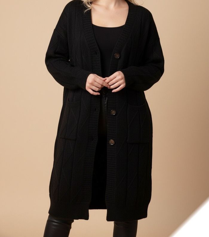 Gilet cardigan en maille avec deux poches - photo numéro 2