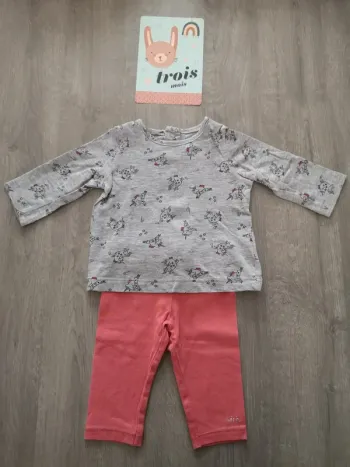 Ensemble 3 mois ML licorne legging corail