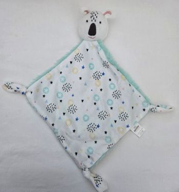 Doudou plat koala losange blanc etoiles / Fourrure verte- Apollo